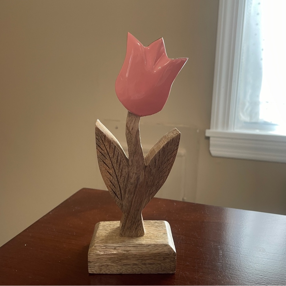 Pink Tulip Wooden Sculpture